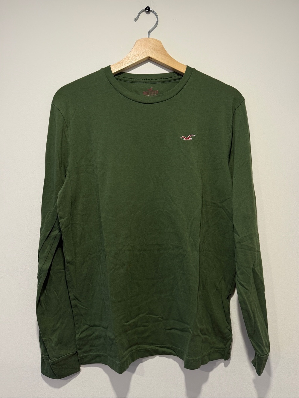Hollister Men's Long-Sleeve Crewneck Shirt - Forest Green